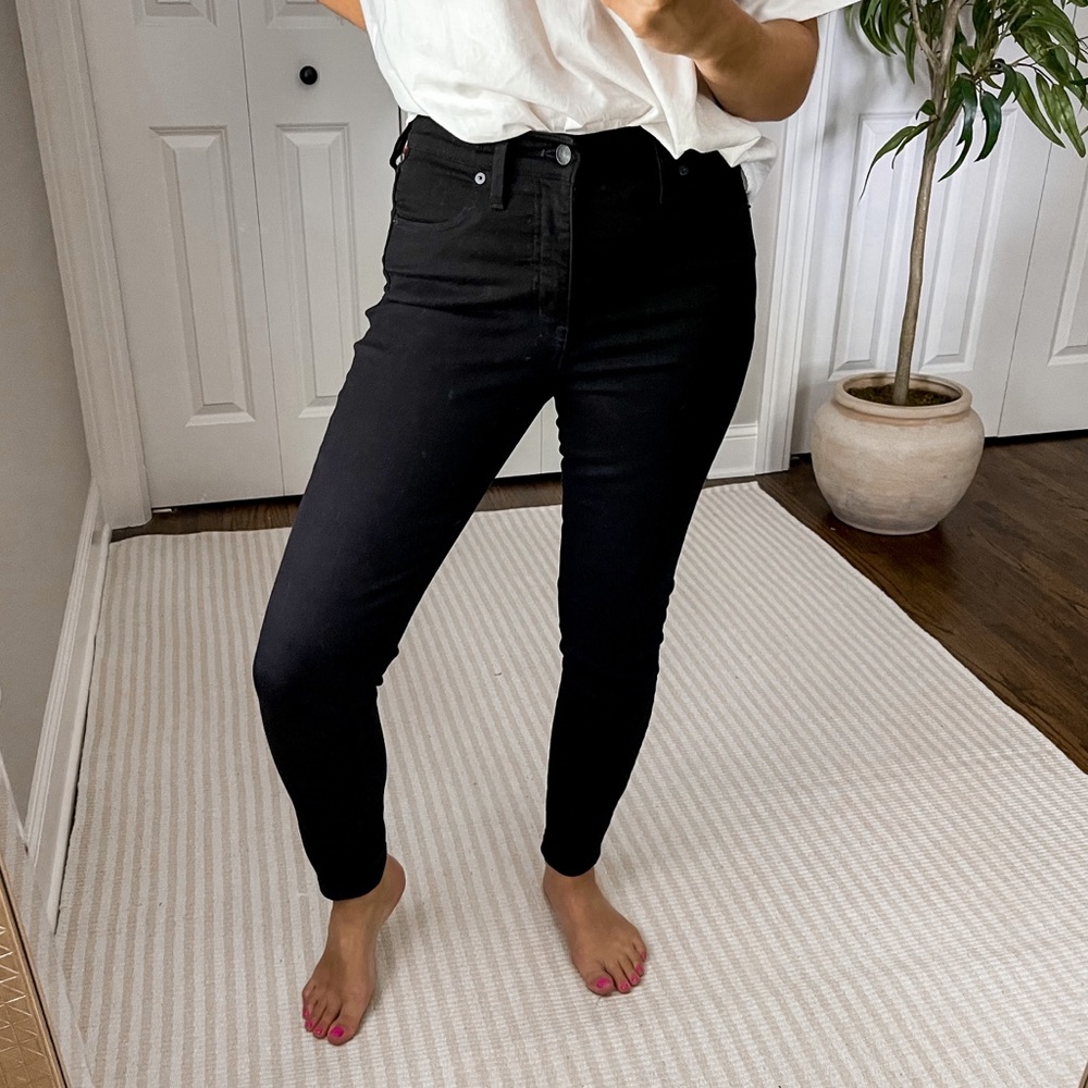 Madewell 9" High-Rise Skinny Jeans in ISKO Stay Black 28